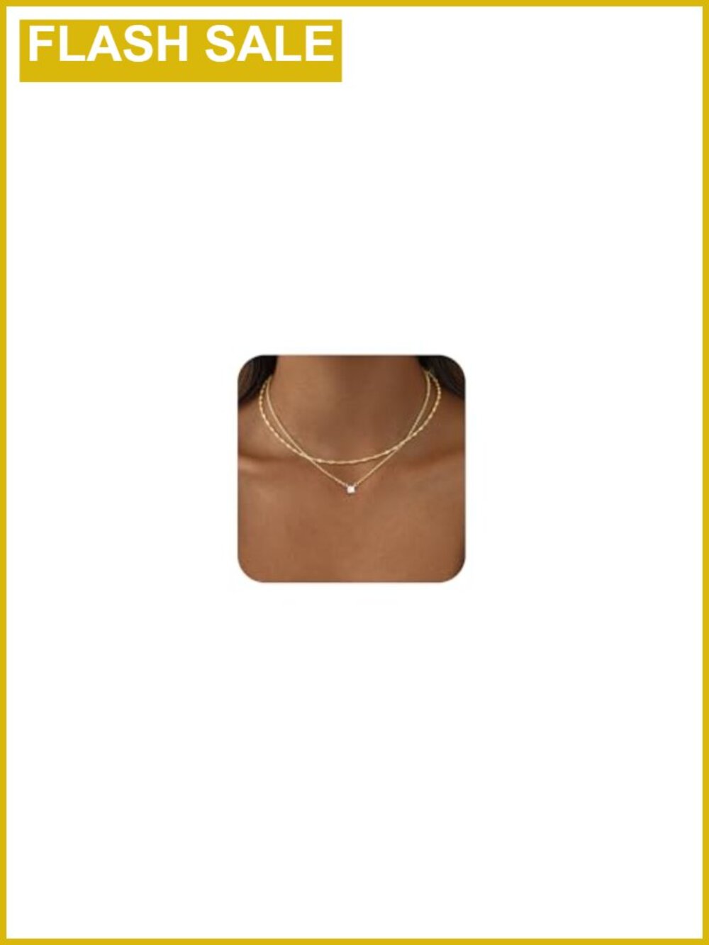 Dainty 14K Gold Plated CZ Layered Necklace Set